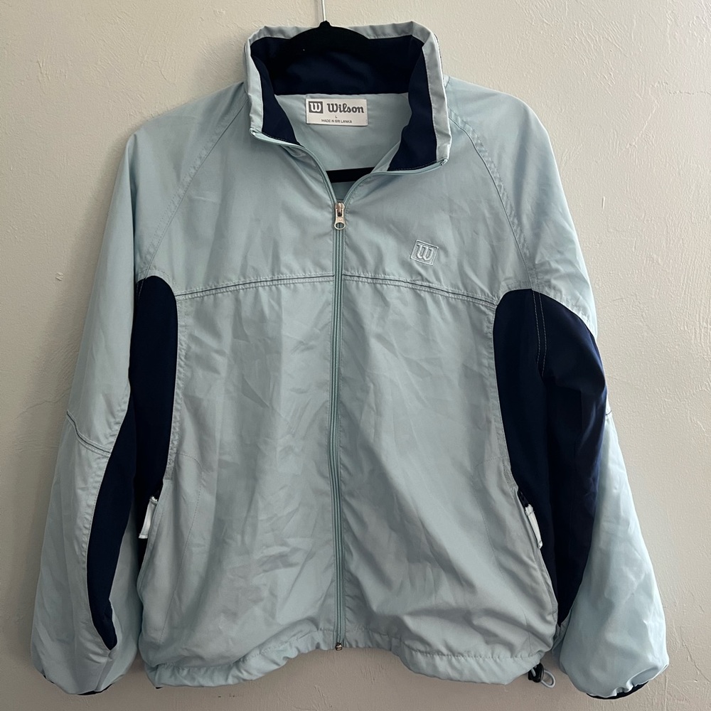 WILSON two toned blue zip up windbreaker | women’s LARGE